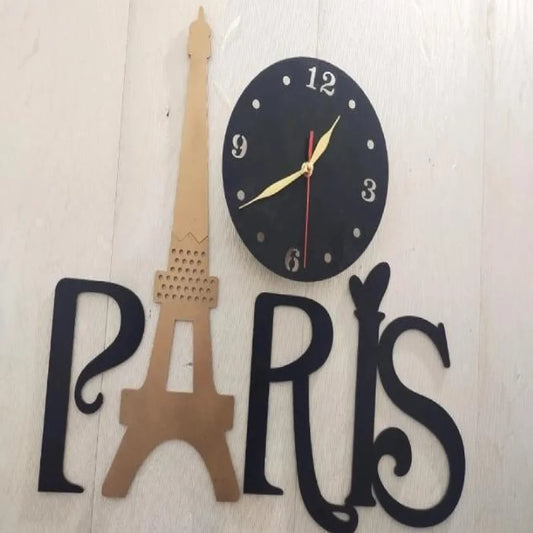 3D Wooden Paris Wall Clock