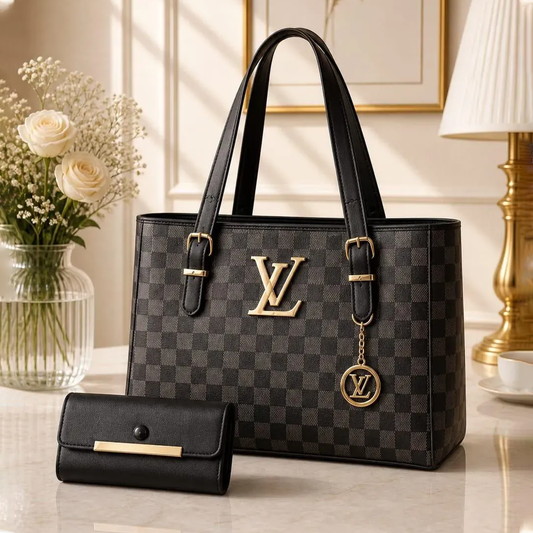 Luxury Brown LV Checkered Handbag Set for Women