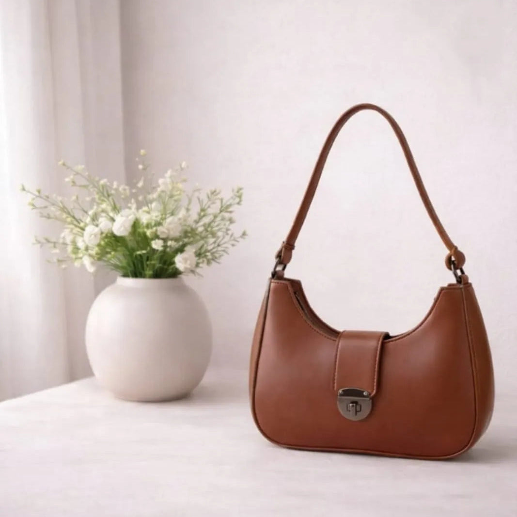 Elegant Luna Lock Black Shoulder Bag for Casual and Formal Wear