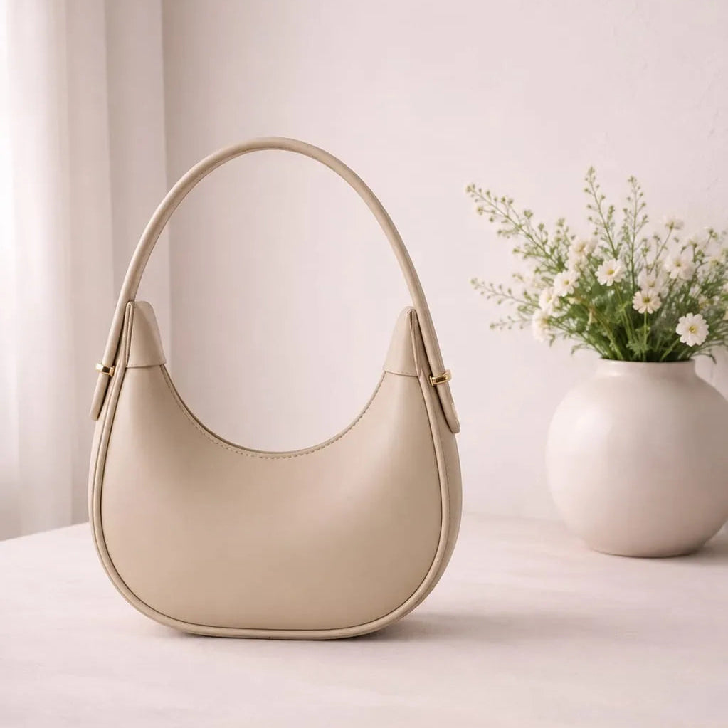 Half Moon Black Shoulder Bag for Women – Minimalist Luxury Handbag