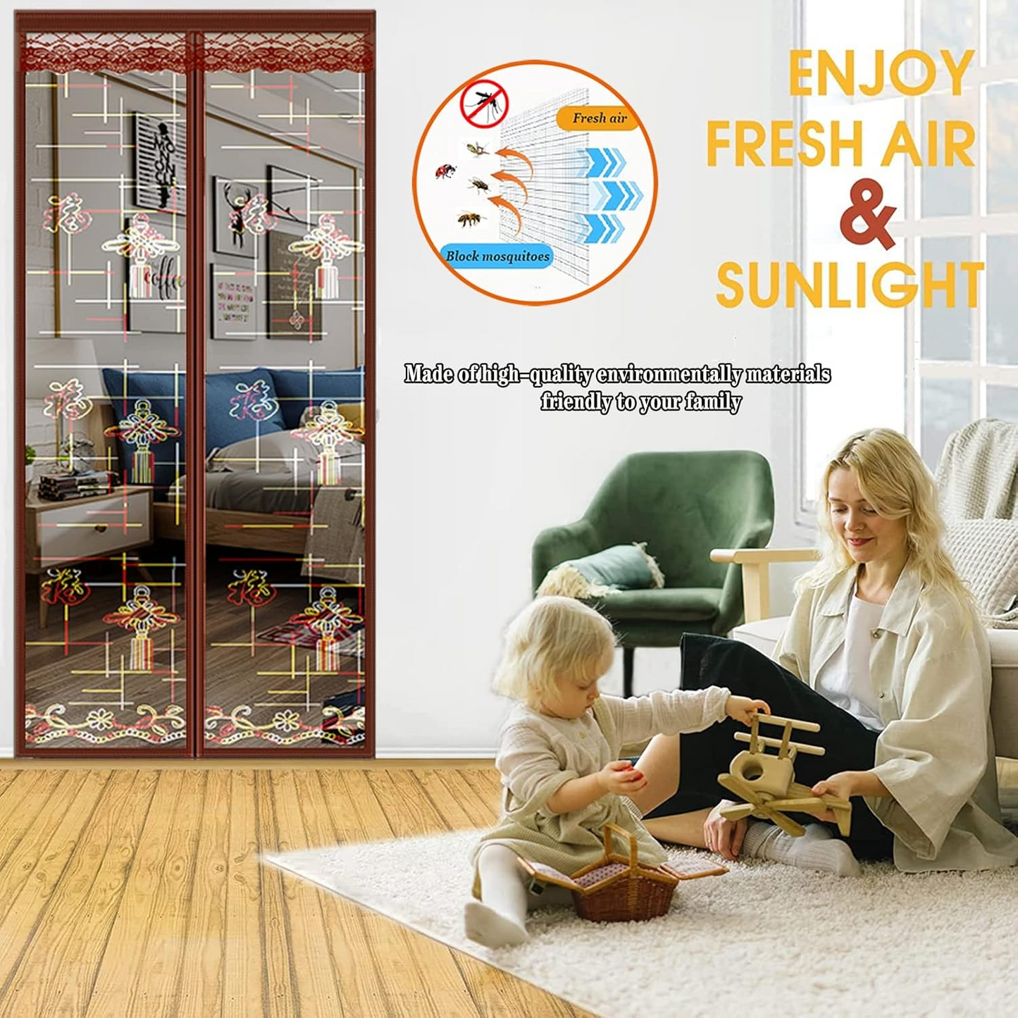 Magic Mesh Screen Door – Hands-Free Magnetic Closure Curtain