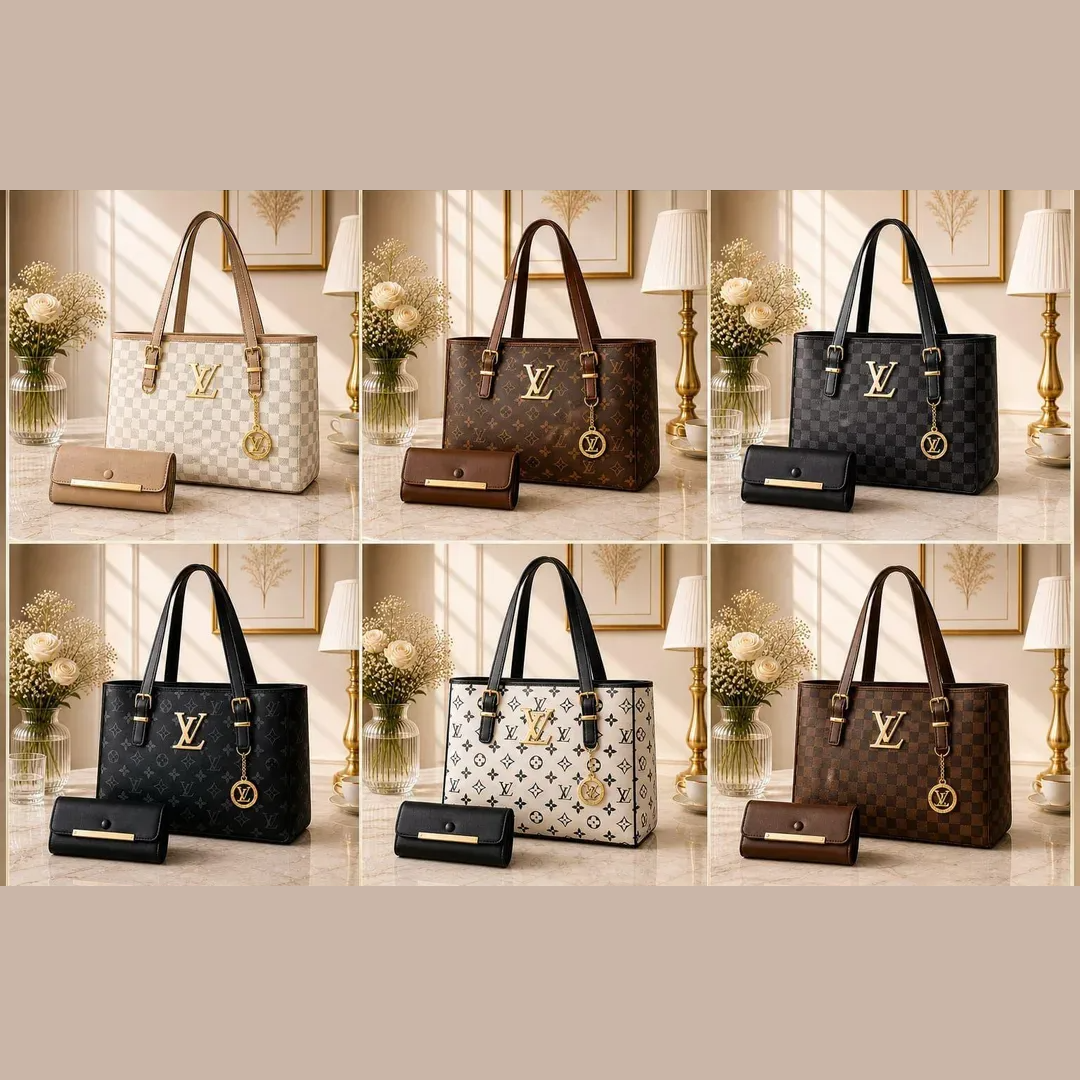 Luxury Brown LV Checkered Handbag Set for Women
