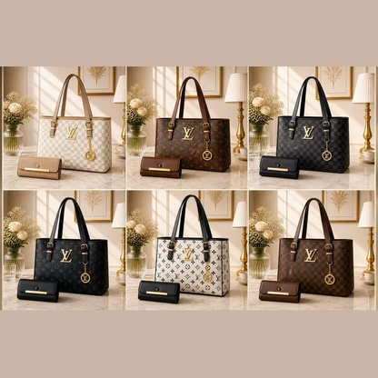 Luxury Brown LV Checkered Handbag Set for Women
