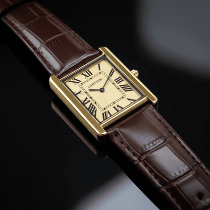 Luxury Rectangular Analog Watch for Men – Brown Leather Strap