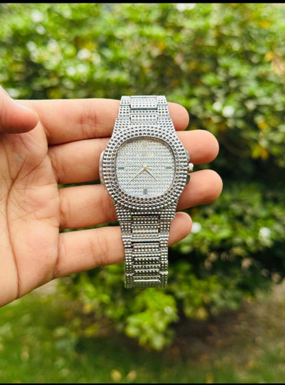 Rose Gold Textured Chain Watch with Fold Clasp for Women