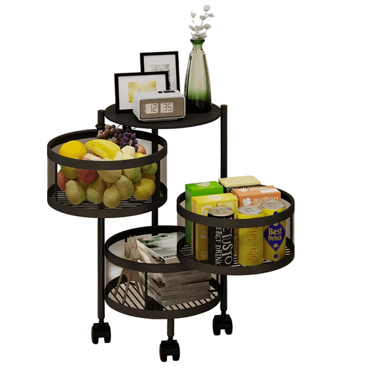 Stylish 3-Tier Rolling Fruit Basket with Wheels