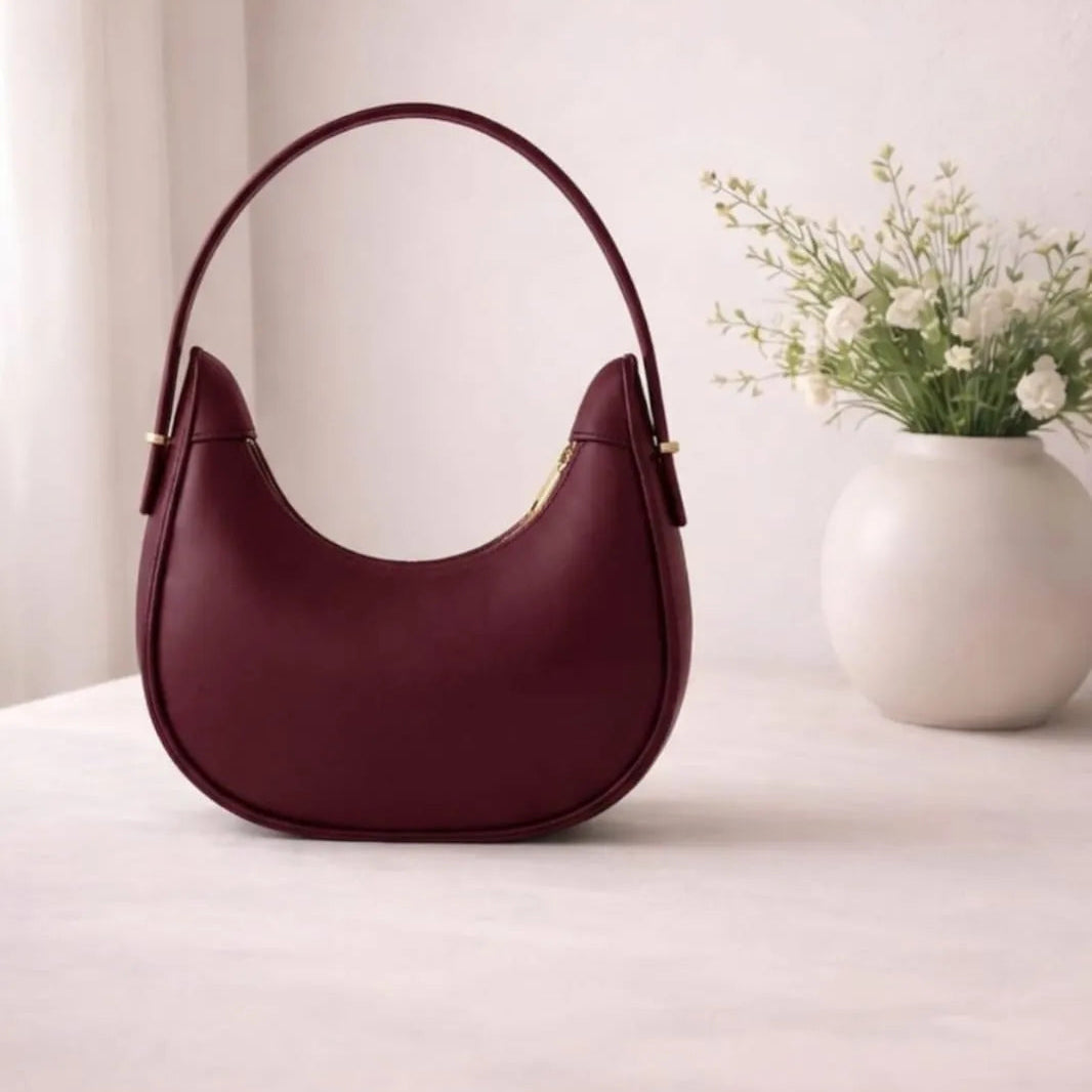 Premium Women's Half Moon Shoulder Bag in Black with Stylish Design