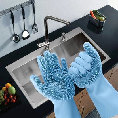 Silicone Dishwashing Gloves – Scrub Gloves with Cleaning Bristles