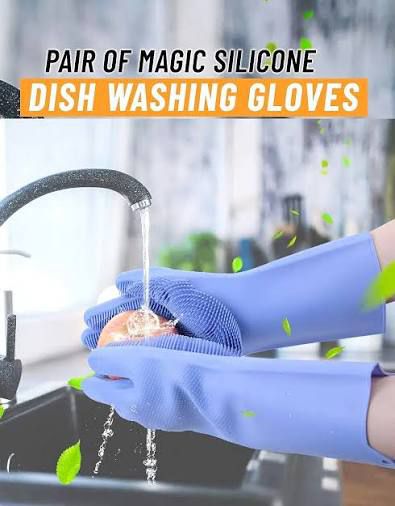 Silicone Dishwashing Gloves – Scrub Gloves with Cleaning Bristles