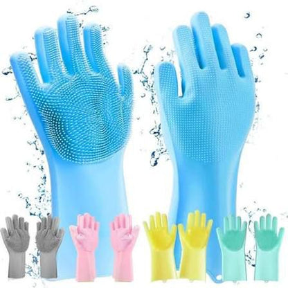 Silicone Dishwashing Gloves – Scrub Gloves with Cleaning Bristles