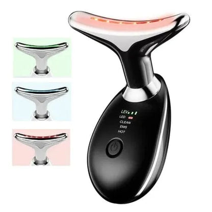EMS Neck & Face Massager – LED Light Therapy & Hot Compress