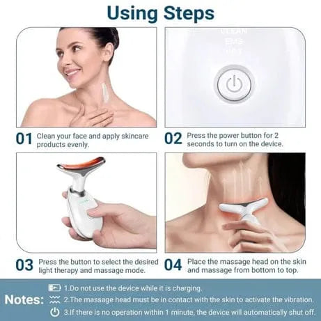 EMS Neck & Face Massager – LED Light Therapy & Hot Compress