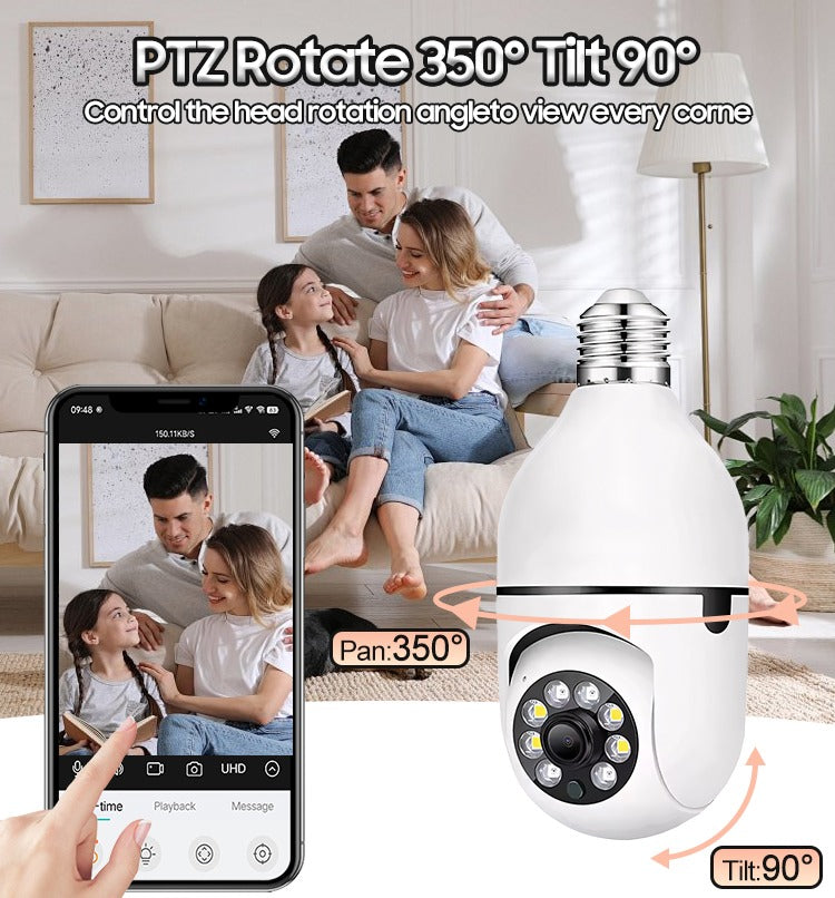360° Bulb Camera Auto Tracking Wireless WiFi PTZ IP Camera