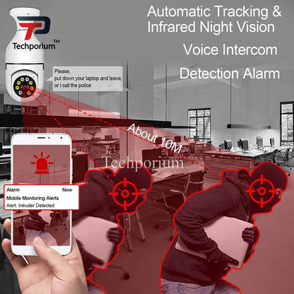 360° Bulb Camera Auto Tracking Wireless WiFi PTZ IP Camera