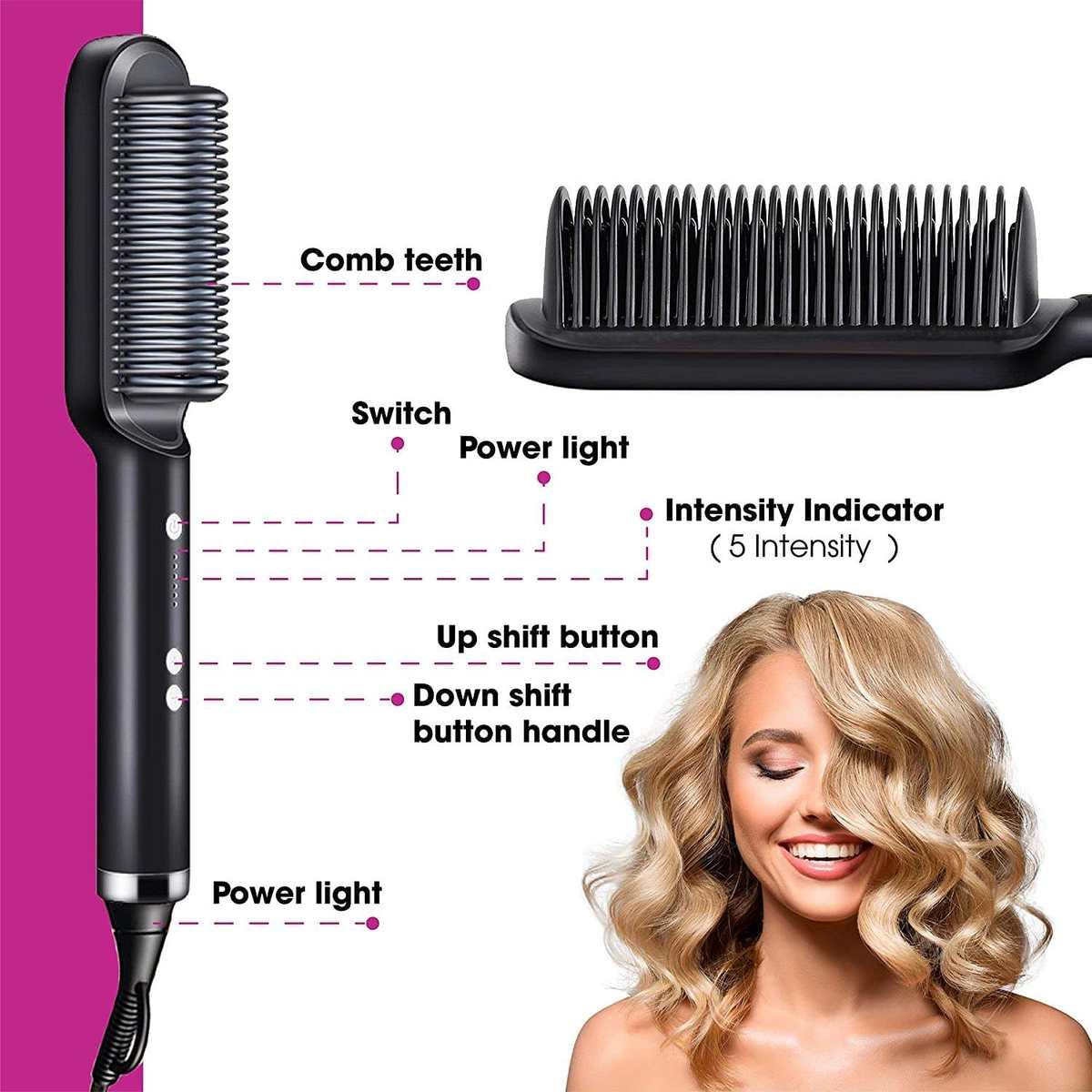 909 Hair Straightener Brush – Fast Heating Hair Styling Tool