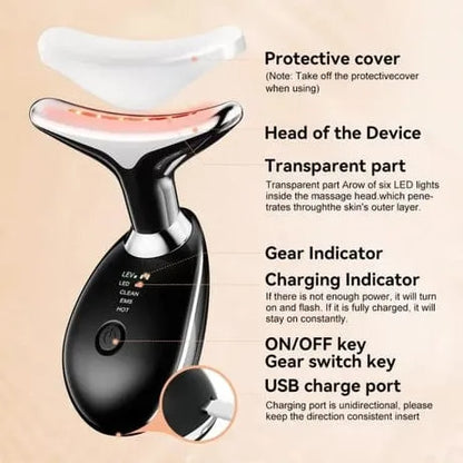 EMS Neck & Face Massager – LED Light Therapy & Hot Compress
