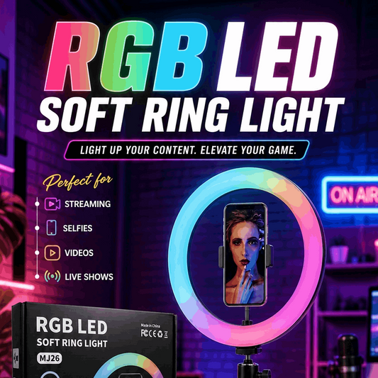 RGB LED Soft Ring Light MJ26 20 Light Modes | Soft Light | Free Spin